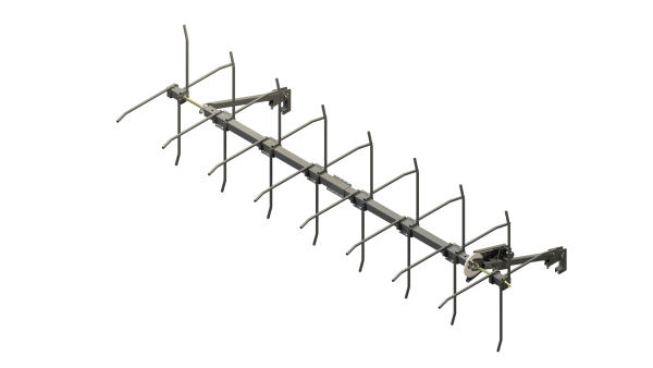 Side view of 8 Row Bish Corn Reel designed for wide row harvest