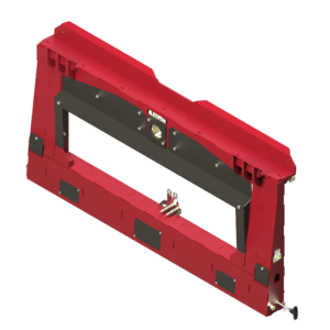 Bish Enterprises red header adapter frame (700-0007-1-R) with center mounting bracket and latch pin