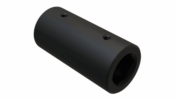 ISO view of F 1-1/4 Hex x 2-1/8 x 4-1/2 Coupler USA