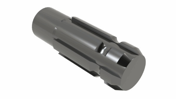 Side view of 1.375 OD x 4 6-Spline Shaft component