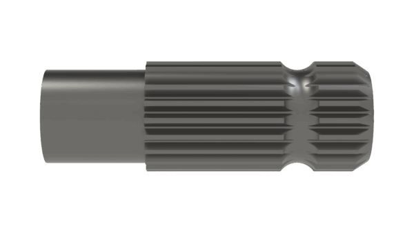 Close-up of 1-3/8 21 Spline x 4″ Shaft – Turned Std