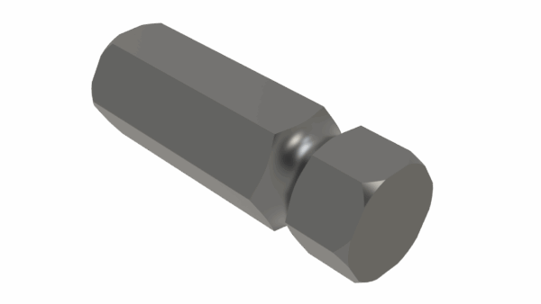 ISO view of M 1-1/4 Hex x 4 Radiused Shaft