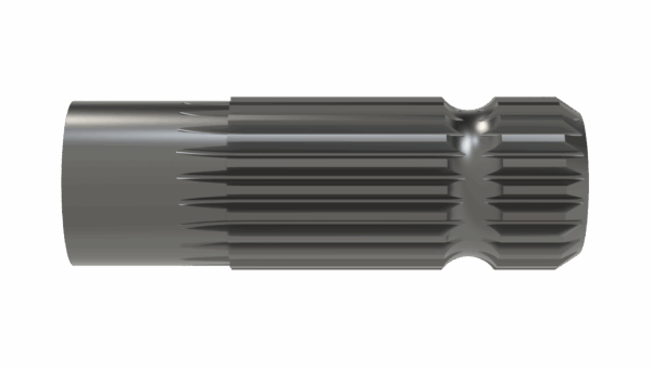 Front view of M 1-3/8 21 Spline x 4 Shaft showing spline detail