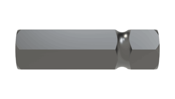 Front view of M 1-1/8 Hex x 4 Radiused Shaft showing hex detail