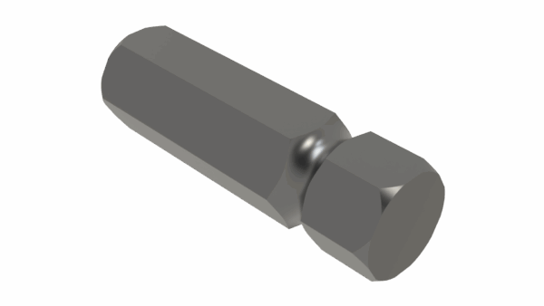 ISO view of M 1-1/8 Hex x 4 Radiused Shaft