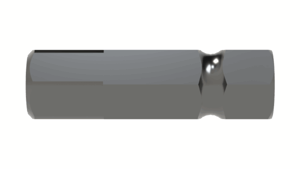 Front view of M 1-1/8 Hex x 4 Radiused Shaft showing hex detail