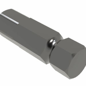 ISO view of M 1-1/8 Hex x 4 Radiused Shaft