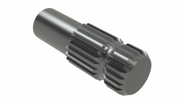 ISO view of M 1-3/8 21 Spline x 4 Shaft – Turned Std