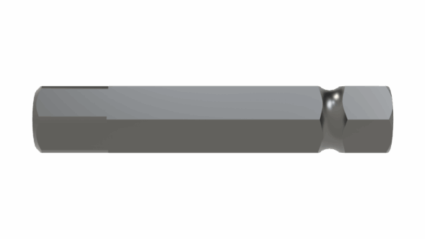 Front view of M 1-1/8 Hex x 6 Radiused Shaft showing hex detail