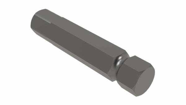 ISO view of M 1-1/8 Hex x 6 Radiused Shaft