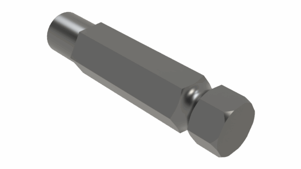 ISO view of M 1-1/4 Hex x 6 Radiused Shaft