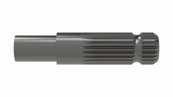 Front view of M 1-3/8 21 Spline x 6 Shaft – Turned Long showing spline detail