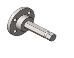 Stub Adapter Base Plate (Round Cutout - PM200807 4 Bolt Holes x Male 1-1/8" Hex Shaft x 4" Long (Standard Length)