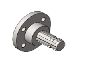 Stub Adapter Base Plate (Round Cutout - PM200807 4 Bolt Holes x Male 1-3/8" 540 RPM 6 Spline Shaft x 4" Long (Standard Length)