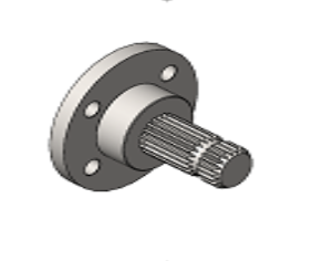 Stub Adapter Base Plate (Round Cutout - PM200807 4 Bolt Holes x Male 1-3/8" 1000 RPM 21 Spline Shaft x 4" Long (Standard Length)