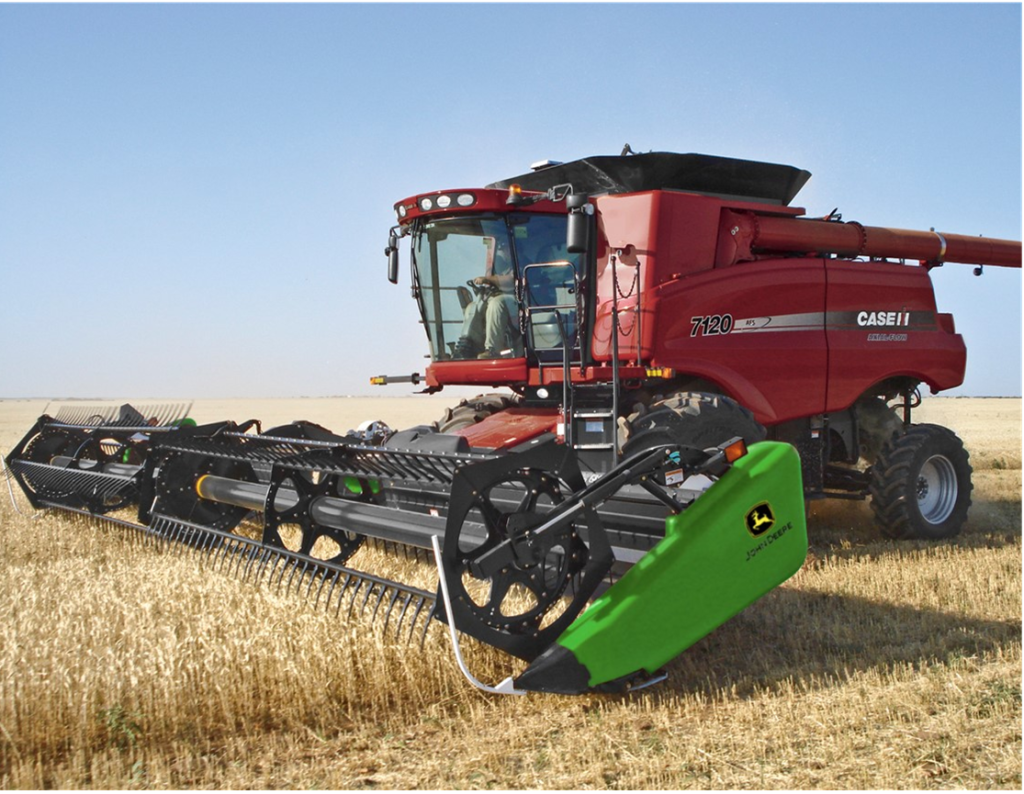 Bolt-in adapter kit installed on Case IH header