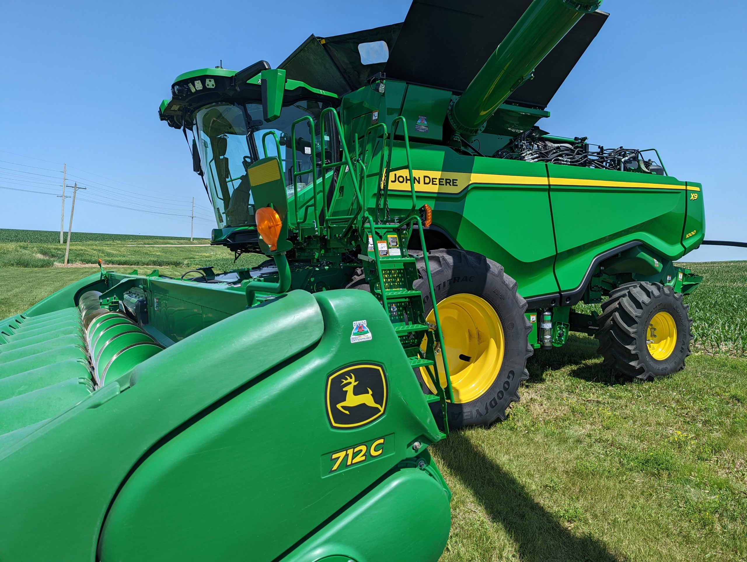 Bish Header Adapter plate mounted on John Deere combine