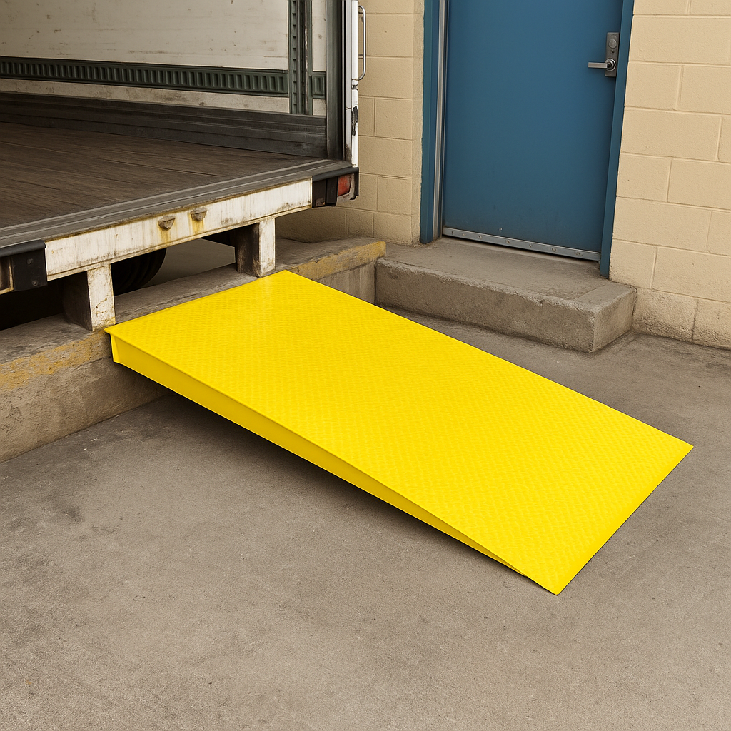 Custom steel dock plate designed for industrial loading operations
