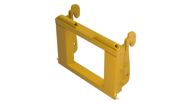 Genie GTH 1544 Telehandler Inner Frame Assembly mounted on Bish Implement Mover—heavy-duty frame designed for secure, compatible implement handling.