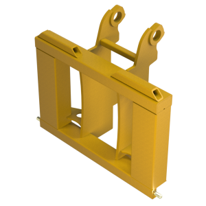 UHM Clark C70D Full Assembly mounted on forklift—heavy-duty frame designed for secure implement handling with Bish Implement Mover.