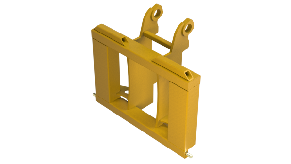 UHM Clark C70D Full Assembly mounted on forklift—heavy-duty frame designed for secure implement handling with Bish Implement Mover.