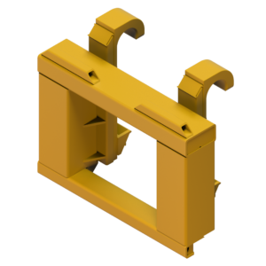 Front isometric view of IM CAT 950E custom mount assembly for Bish implement movers