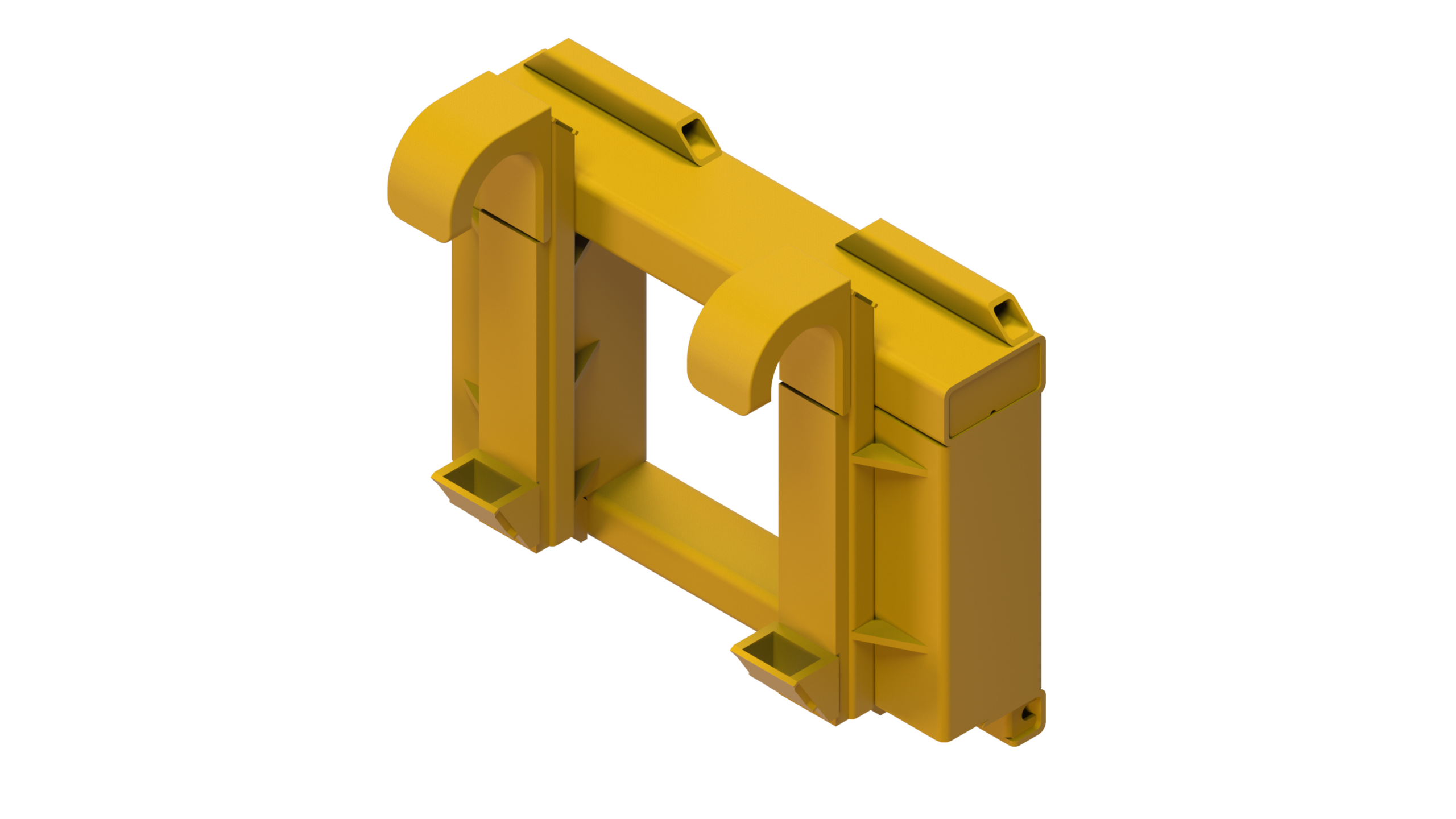 Rear view of IM CAT 950E custom mount assembly for wheel loader integration