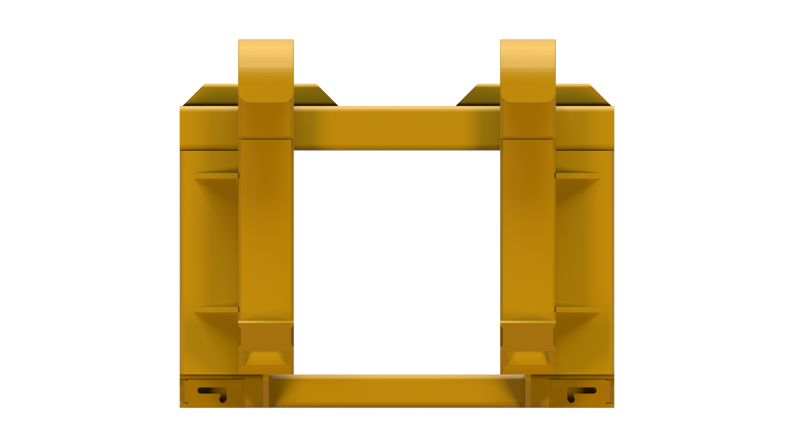 Rear view of IM CAT 950E custom mount assembly for wheel loader integration