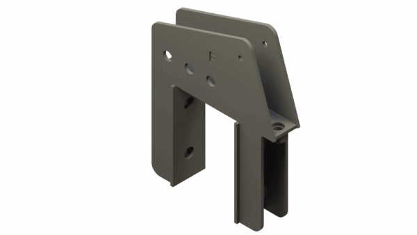 ISO view of 5″ x 5″ Top Cap Corn Reel Arm Mounting Bracket