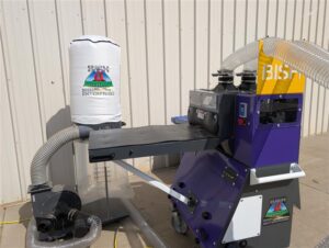 Side view of Bish Decorticator with extended longer table design