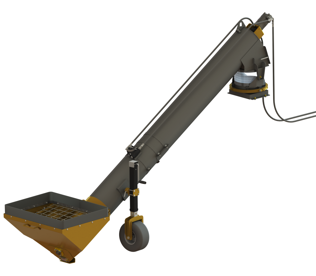 Corn cracker jump auger used for efficient grain transfer during processing