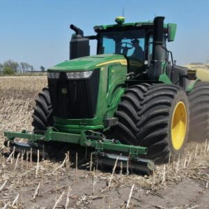 John Deere 9R tractor stalk rollers for post-harvest corn residue management