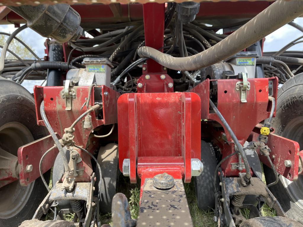 Installed planter rear hitch on Case IH planter showing mounting position